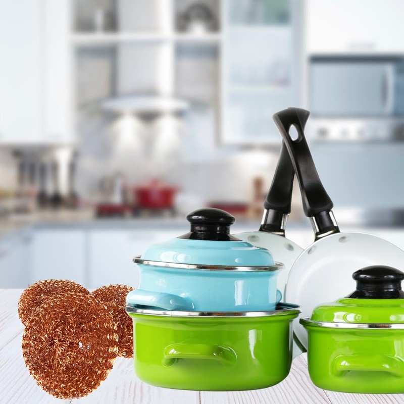 escleano Copper Sponges, Scourer, 100% Copper, Cleaning Sponge, Pot Scraper,