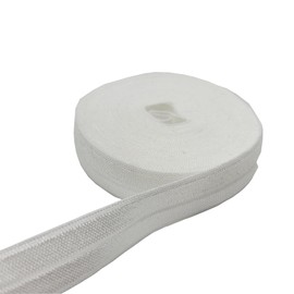 FAYADA Fold Over Elastic,5/8" Foldover FOE Trim Elastic Ribbon,Stretch FOE Band for Hair Ties Headbands Sewing Craft -5 Yards (White)