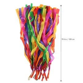 LUOEM Rainbow Ribbon Dance Band Runners Coloured Band Rod for Children 12 Pieces