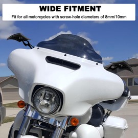 DgNeLai Motorcycle Mirrors Black Diamond Rearview Side Mirror Blue Lens 8MM 10MM 360 Degree Universal Replacement for Harley Softail Dyna Sportster Street Bike Scooter Chopper Cruiser