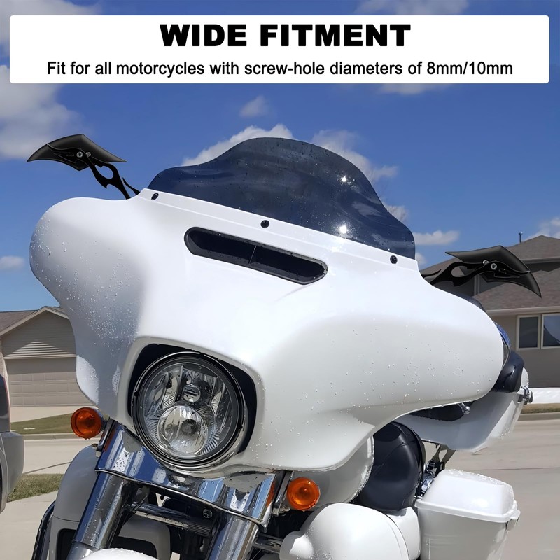 Universal Motorcycle Mirrors Black Diamond Blue Lens | Replacement for