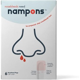 Nampons Nosebleed Stoppers - 6 Nose Bleed Plugs with Clotting Agent to Stop Nosebleeds Fast. Perfect First Aid Item Trusted by Doctors and Hospitals. Safe and Effective for Teens, Adults, Seniors