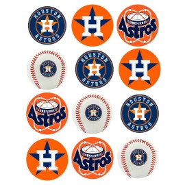 Unbranded Houston Astros Edible Image Toppers. Edible Round Pre Cut Stickers. - 12 circles 2.5"