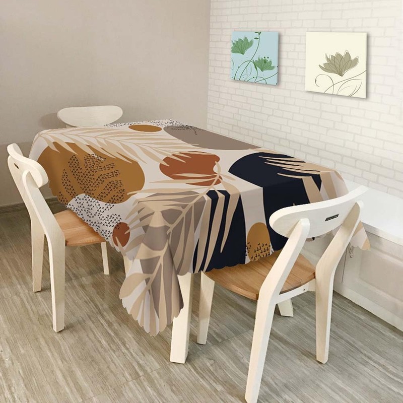 Walmsco Tablecloth Brown Leaves Decor For Dining Room Kitchen Rectangular