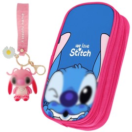 Gugatad Stit Pencil Case + Pink Keyring, Stit Pencil Case, Double Layer Pencil Case with Zip, Suitable for Boys and Girls, 3 pencil case, School bag set