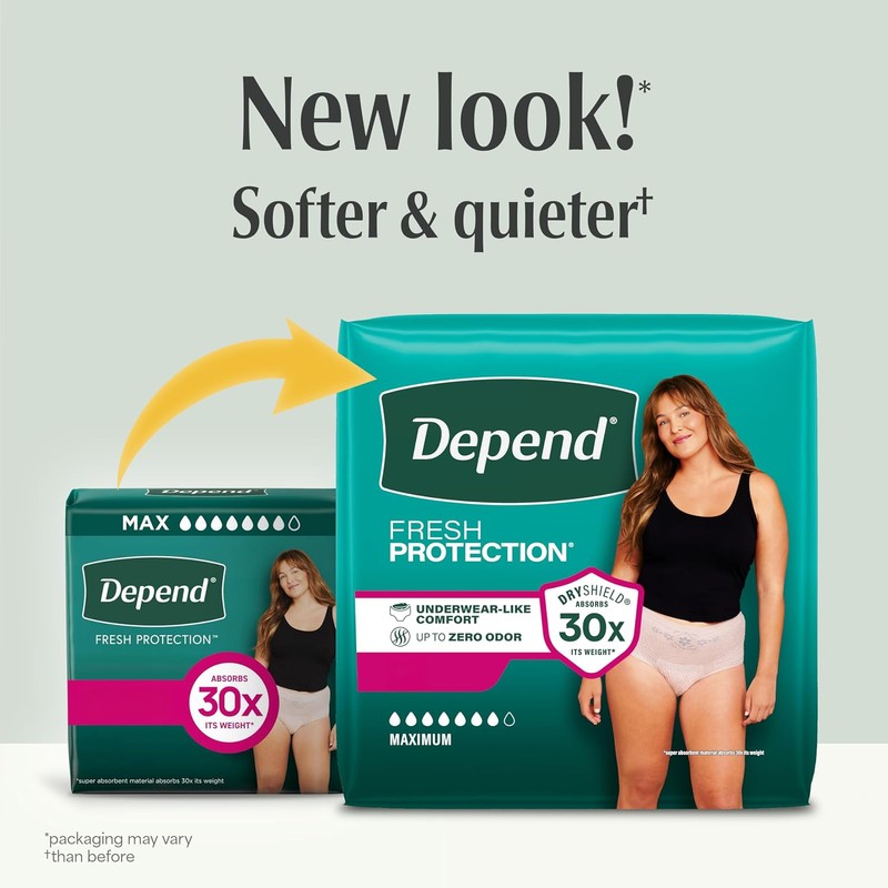 Depend Fresh Protection Adult Diapers, Incontinence & Postpartum Bladder Leak