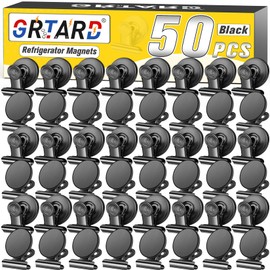 Grtard 50 Pack Magnetic Clips Refrigerator Magnet Clips, Black Heavy Duty Fridge Magnets Clip Whiteboard Magnetic Clip, Clip Magnets for Fridge, Whiteboard, Office, School, Kitchen