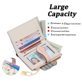 GAEKEAO Small Wallets for Women RFID Blocking Bifold Floral Vegan Leather Card Holder Zipper Pocket Wallet with ID Window