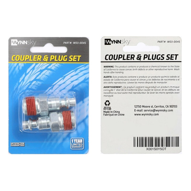 WYNNsky Industrial Type 3/8'' MNPT Zinc-Plated Plug with Sealant, 2
