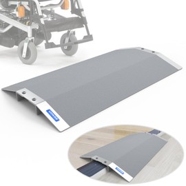 UOKRR Wheelchair Ramp 28.5" W, Bridge Threshold Ramp for Doorways, with 3.5-6'' Adjustable Supporting Frame and Non-Slip Surface, Aluminum Ramp for Wheelchairs