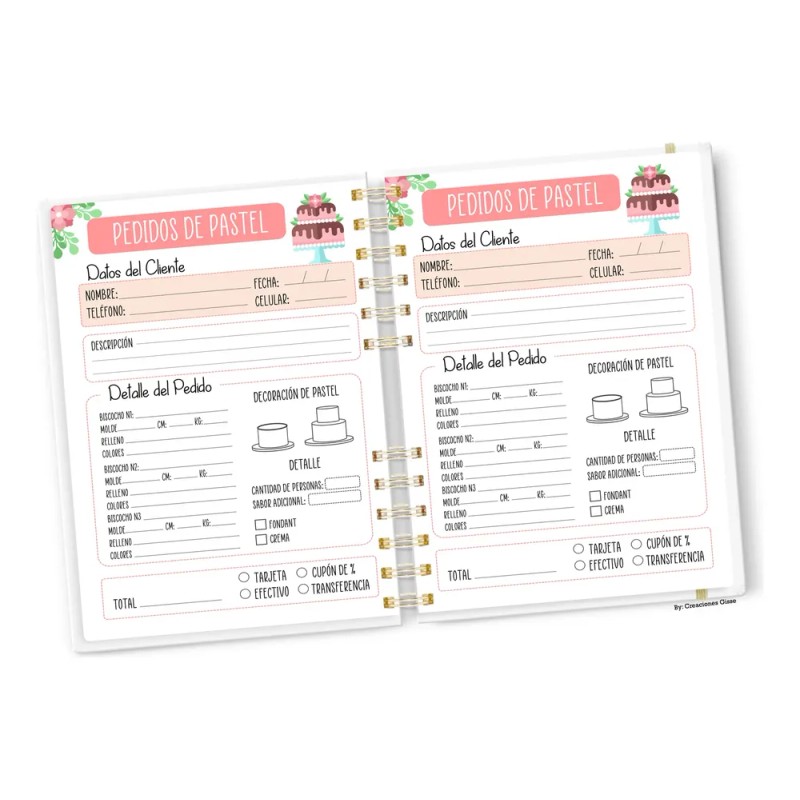 Agenda Pastelera - 1/2 Carta - 150 Hojas