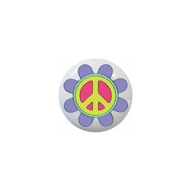 Flower Peace Sign Symbol Design #03 KNOB from The Groovy Doodles I Collection - 1.5" Ceramic Cabinet Dresser Drawer Pull Knob