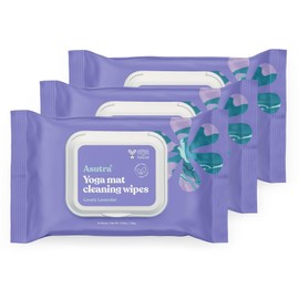 ASUTRA Yoga Mat Cleaning Wipes (Lovely Lavender), 3 Pouches (30 Wipes Each) - No Slippery Residue, Deep-Cleansing for Fitness Gear & Gym Equipment