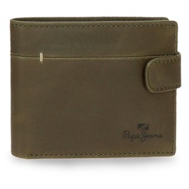 Pepe Jeans Staple Horizontal Purse with Click Closure, Green, 11 x 8.5 x 1 cm, Leather by Joumma Bags, Talla única, Horizontal Purse with Click Closure, Green, Standard size, Horizontal wallet with