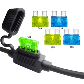 AYECEHI 10AWG Solar 45A Connecter to Ring Terminal Cable,Compatible with Anderson Connector Port,Dual Fuse Holder Cable,for Automotive- 1M/3FT