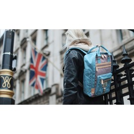 SEVENTEEN LONDON – Modern Urban Unisex Light Blue & Lilac 'Wimbledon' Backpack in a Classic Slim Simple Design – Fits Laptop up to 13”