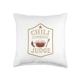Chili Cookoff Judge Badge Retro Chili Pot Spoon Throw Pillow