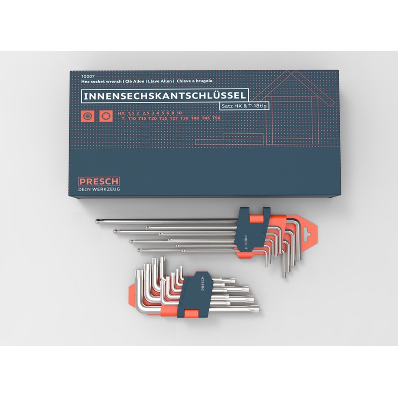PRESCH Hex Keys Set 18pcs with Ball End Hex Keys