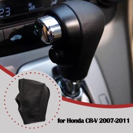 QNEBDFC Leather Car Gear Shift Knob Cover for Honda CR-V 2007-2011, Auto Gear Shift Head Cover with Needle & Thread Shift Transimission Lever Protector Trim-Lychee Black line