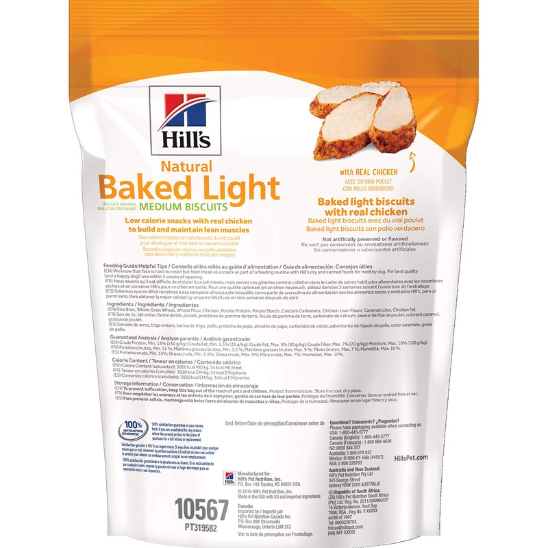 Hill's Natural Baked Light Biscuit Treats for Medium-Sized Dogs, Chicken,