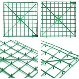 Miupoo Artificial Flower Grid Panels Grid Panels, Flowers Wall Arches Background, Green Flowers Plastic Fences Frame, 12 Pieces, 25 x 25 cm