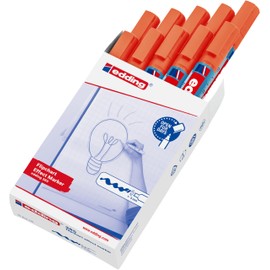 edding 385 Flipchart Effect Markers - Orange - Pack of 10 - Flexible Brush Tip 1-5 mm - Marker for Highlighting, Shading and Marking on Flipchart Paper - Does Not Bleed Out - Does Not Dry Out
