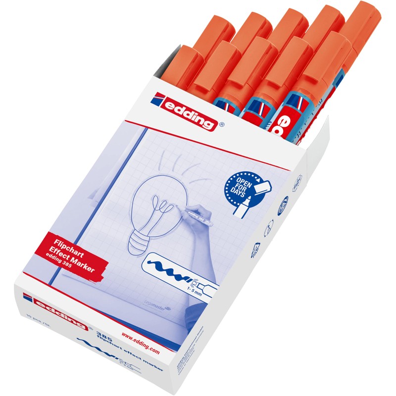 edding 385 Flipchart Effect Markers - Orange - Pack of