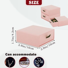 Nsmykhg Jewelry Gift Box Velvet-Lined,12 Pack Compact Drawer Style for Earrings & Rings, Necklace & Bracelet Organizer, 3.93x3.93x1.65 Inches, Stackable Elegant Jewelry Display & Storage Box (Pink)