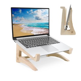 UI U & I Laptop Stand Riser, Portable and Adjustable Stand, for Notebook up to 13-17 Inch, Wood