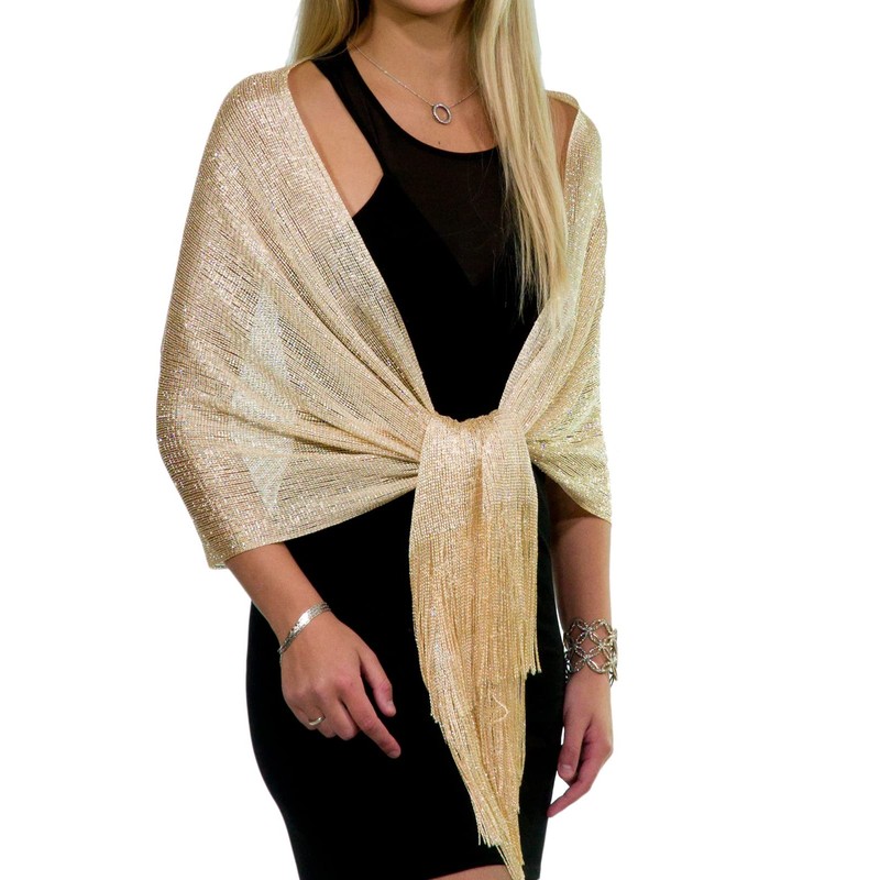 ShineGlitz Shawls and Wraps for Evening Dresses, Metallic Sparkle Womens