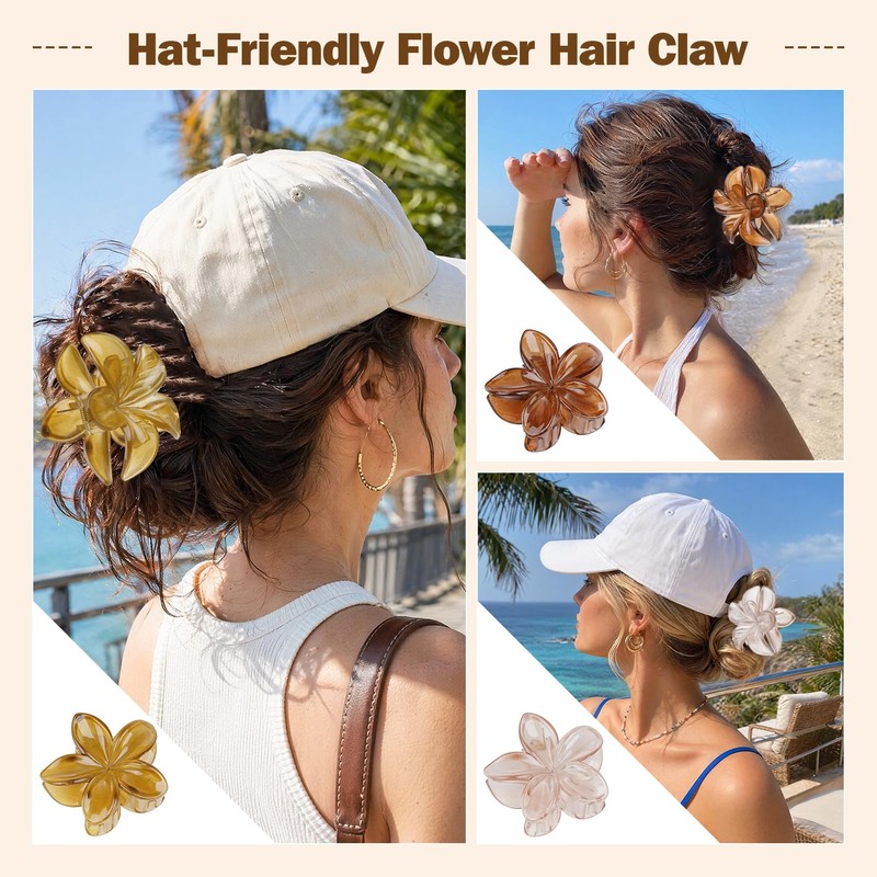 6 Pcs Flower Hair Clips for Women, Hawaiian Hibiscus Plumeria