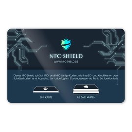 Original NFC Shield Card (RFID Blocker) - 2nd Generation: Ultra Thin (0.56 mm), HF (~13.56 MHz) and NF (~125 kHz), Protection against Collision, 100% Protection without Interference, Made in Germany,