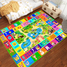 Mfmiudole Kids Rug for Playroom, Educational Rug with ABC Alphabet, Zoo Animals, Numbers, Play Mat for Kids, Classroom Rugs Playmat for Boys Girls, 59X39.4 inch
