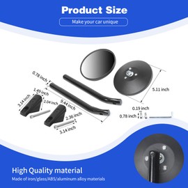 PDKLIN for Jeep JL Door Off Mirrors, Wider View Easy-Install A-Pillar Grab Handle Side Mirrors for Jeep Wrangler JL JLU 2018-2023 & Gladiator JT 2020-2023 Black Exterior Accessories 2pcs