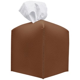 carrotez Tissue Box Cover, [Refined] Modern PU Leather Square Tissue Box Holder - Decorative Holder/Organizer for Bathroom Vanity Countertop, Night Stands, Office Desk & Car 5"X5"X5" - Camel