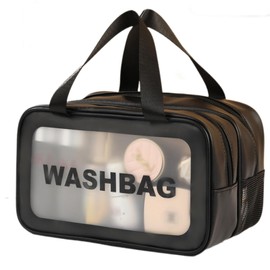 Toiletries Bag,Travel Makeup Bags Makeup Bag Large Toiletry Bag Clear Travel Bags for Toiletries(Black - 10 Inch)