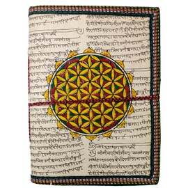 Purpledip Handmade Paper Journal Flower Of Life: Vintage Diary Notebook With Thread Closure, 8 * 6 Inches (12761)