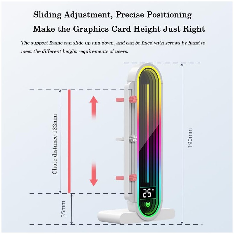 Temperature Displaying GPU Stand ARGB Infinity Graphics Card Support Adjustable