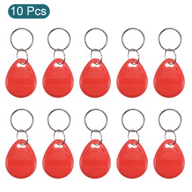 sourcing map ID Card Key Fobs RFID Proximity 125KHz Rewritable Copyable Token Tag for Door Entry Access Control System Red Pack of 10