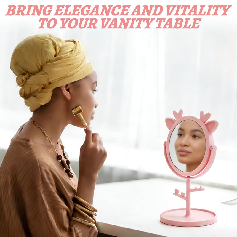 Super Ubelle 8 Pcs Deer Ear Vanity Mirror for Girls