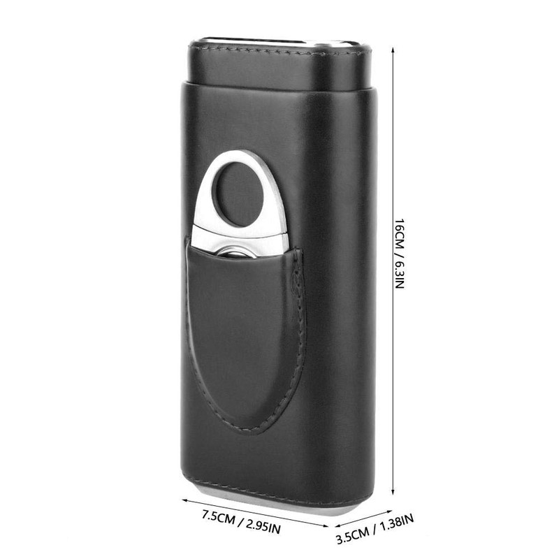 Samfox Cigar Case, Leather Travel Cigar Case, Portable, Wood-Lined Cigar