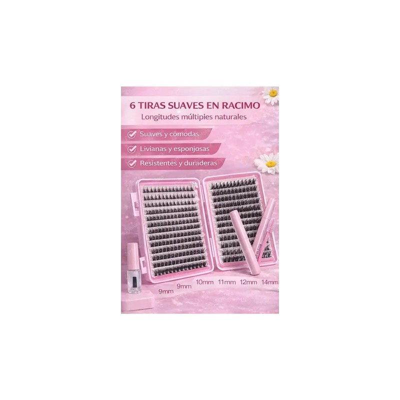 Pestañas Postizas 740 Piezas, Volumen Natural, Kit Profesion Negro D