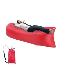 CAIJ Red Inflatable Sofa Outdoor Camping Portable Waterproof Anti Air Leak Design Air Sofa with Carry Bag for Park Leisure Music Festivals Camping Chair and Music Festivals
