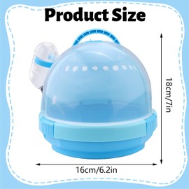 Pink Portable Hamster Carrier with Water Bottle & Handle, Breathable Guinea Pig Travel Cage, Pet Small Animal Carrier Carrying Case for Gerbils Mice Hedgehog Outgoing Transport (7" x 6.2") (Blue)