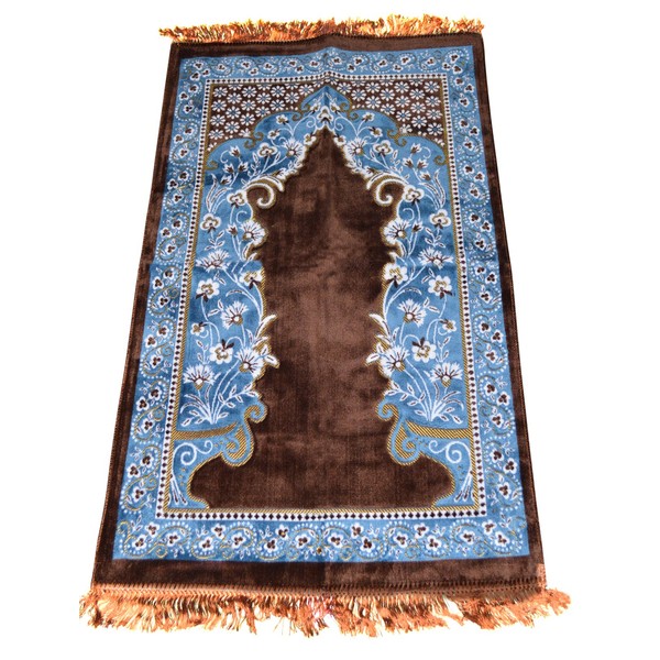 Prayer Rug Made in Turkey with Fine Soft Velvet Brown