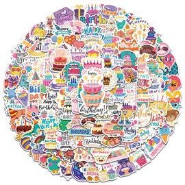 200 Pcs Happy Birthday Stickers for Kids Vinyl Cartoon Birthday Stickers for Water Bottles Waterproof Cute Happy Birthday Party Stickers for Cards Laptop Journaling Scrapbooking