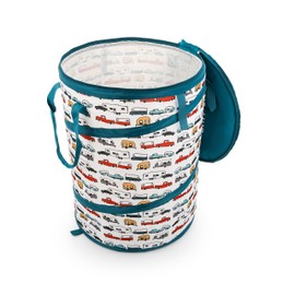 Camco Pop-Up Utility Container - Features Heavy Duty Liner & Zipper Close Lid - Holds 30-Gallon Kitchen-Size Trash Bags - Stands 2-Ft Tall & Collapses for RV Storage and Organization (42986)