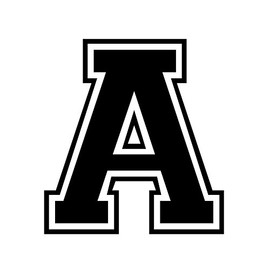 STICKER DAD Varsity Letter A Vinyl Decal by stickerdad® - Size: 5" Color: Black - Windows, Walls, Bumpers, Laptop, Lockers, etc.