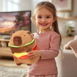 Zenitsu Capybara Plush Toy Soft Stuffed Animal Cute and Cuddly Gift for Kids and Adults Birthday Present Home Decoration (Brown C)