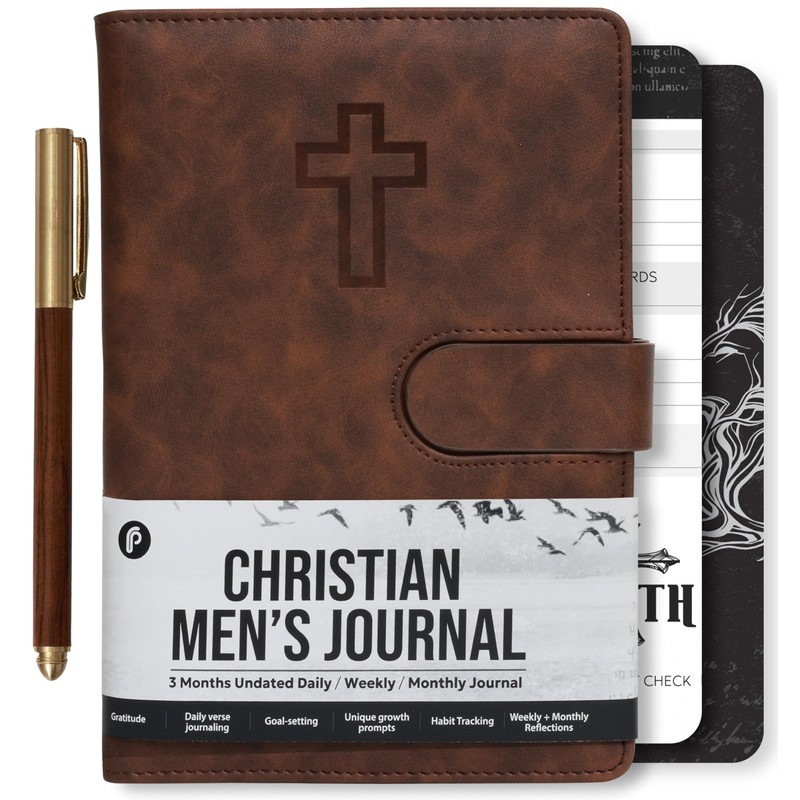 Prazoli Products Prazoli Leather Christian Bible Prayer Journal For Men
